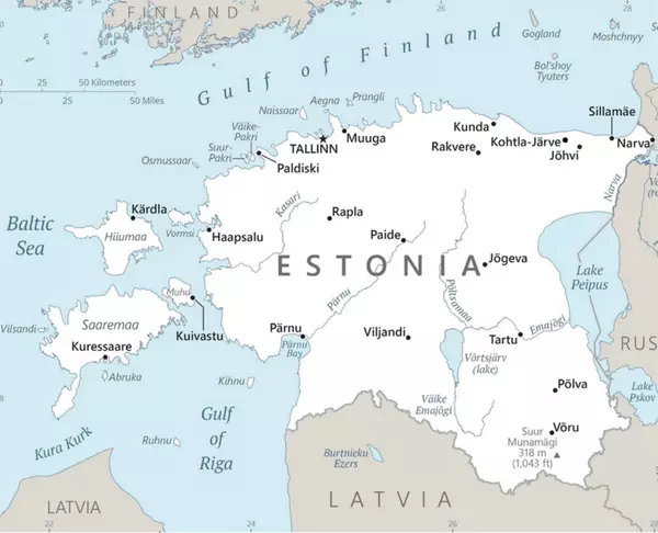 Karte Estland | The World Factbook | public domain