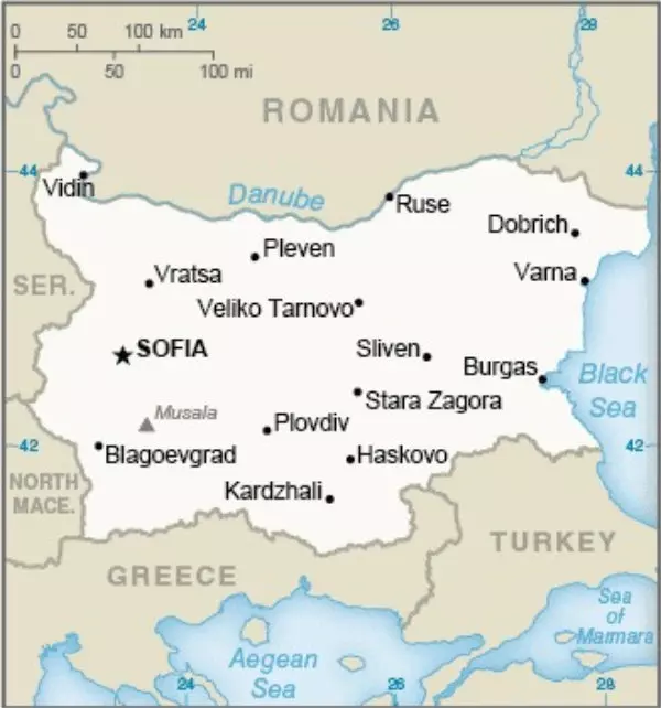 Karte Bulgarien | The World Factbook | public domain